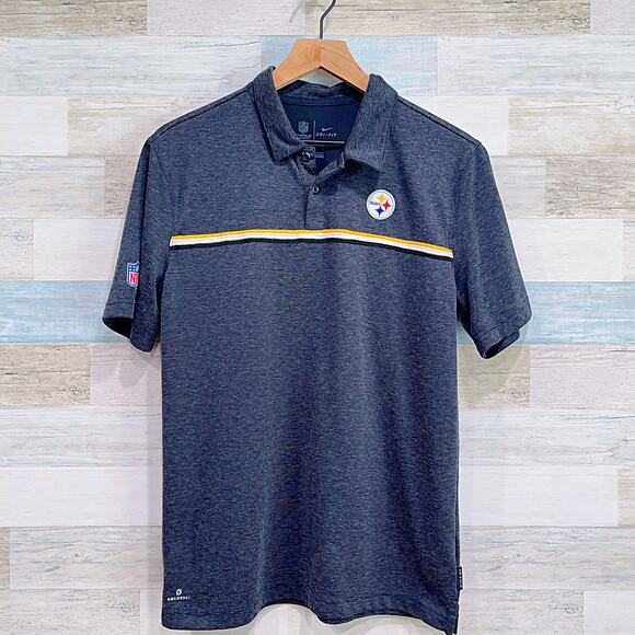 Pittsburgh Steelers Nike On Field Performance Polo Gray Dri Fit NFL Mens Medium - Picture 1 of 8